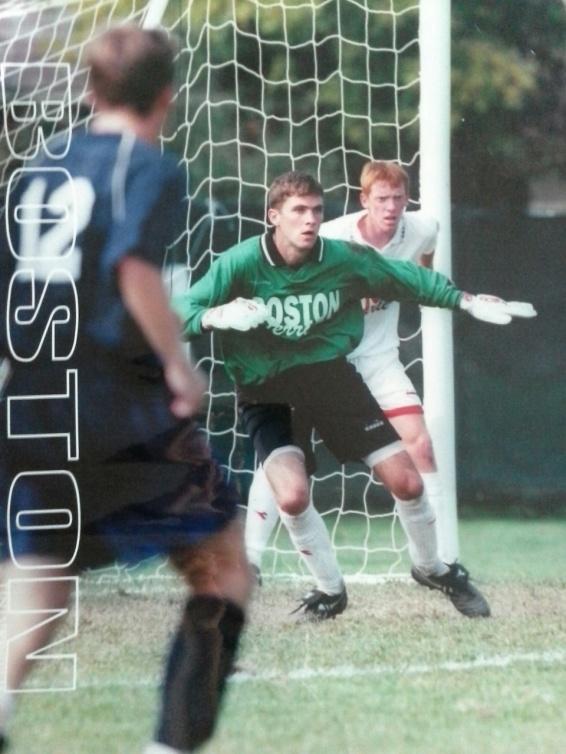 Bryan Murphy playing in goal for Boston University.