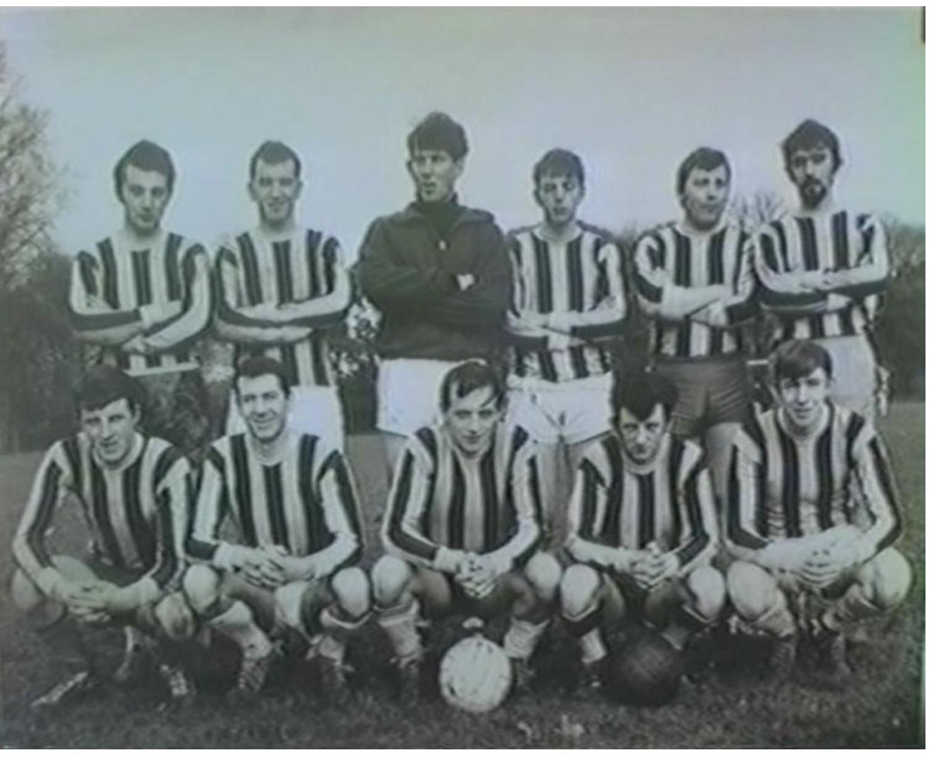 An early Killarney Athletic team gathered at the Half Moon pitch