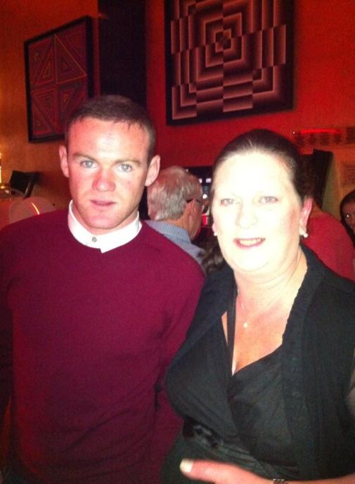 Mary McCarrick with Wayne Rooney.
